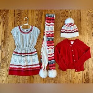 Gymboree Winter Set: Matching Dress, Hat and Scarf 4T